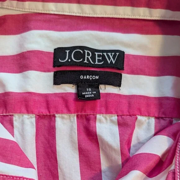 J. Crew Pink and White Striped Button Down - Picture 2 of 3